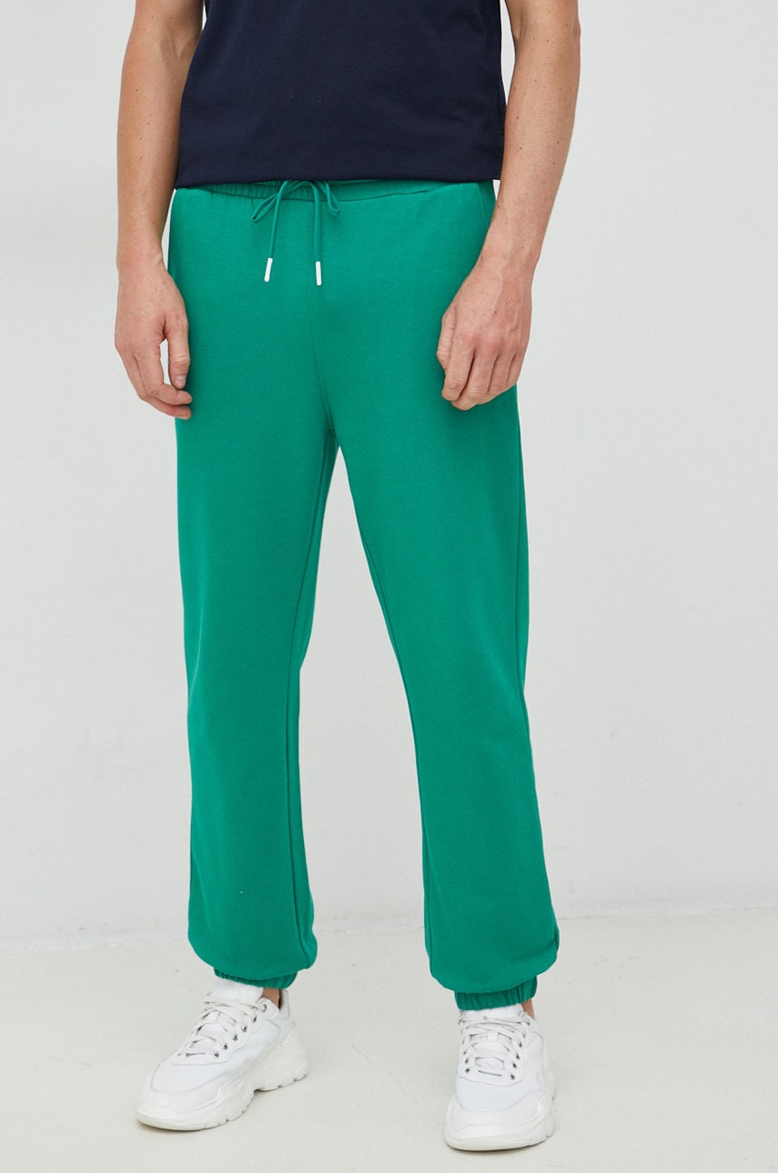 United Colors Of Benetton Pantaloni De Trening Din Bumbac Barbati, Culoarea Verde, Cu Imprimeu