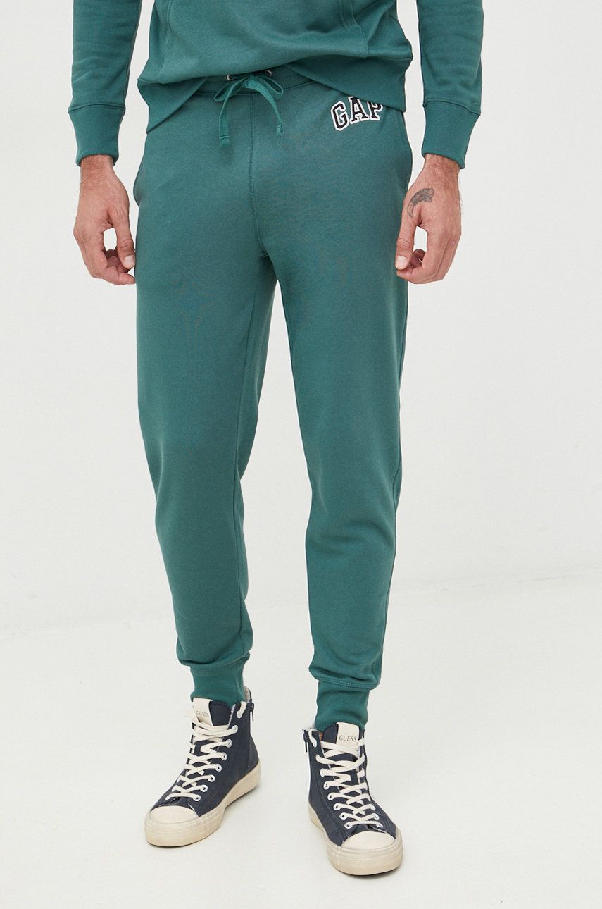 Gap Pantaloni Barbati, Culoarea Verde, Neted