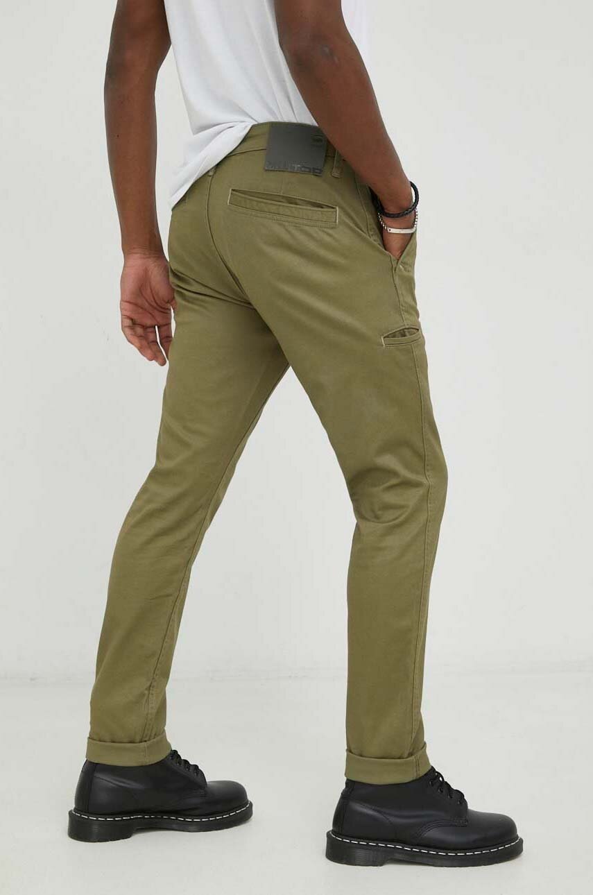 G-Star Raw pantaloni barbati, culoarea verde, cu fason chinos