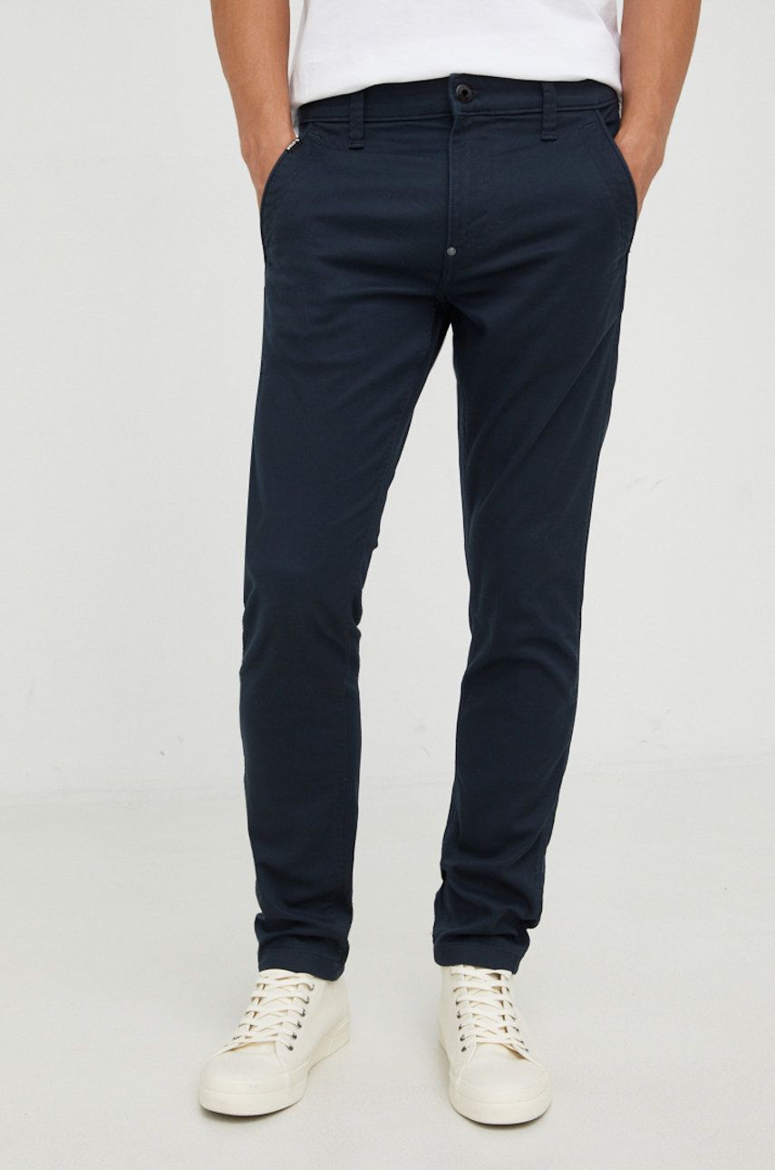 G-Star Raw pantaloni barbati, culoarea albastru marin, cu fason chinos answear.ro