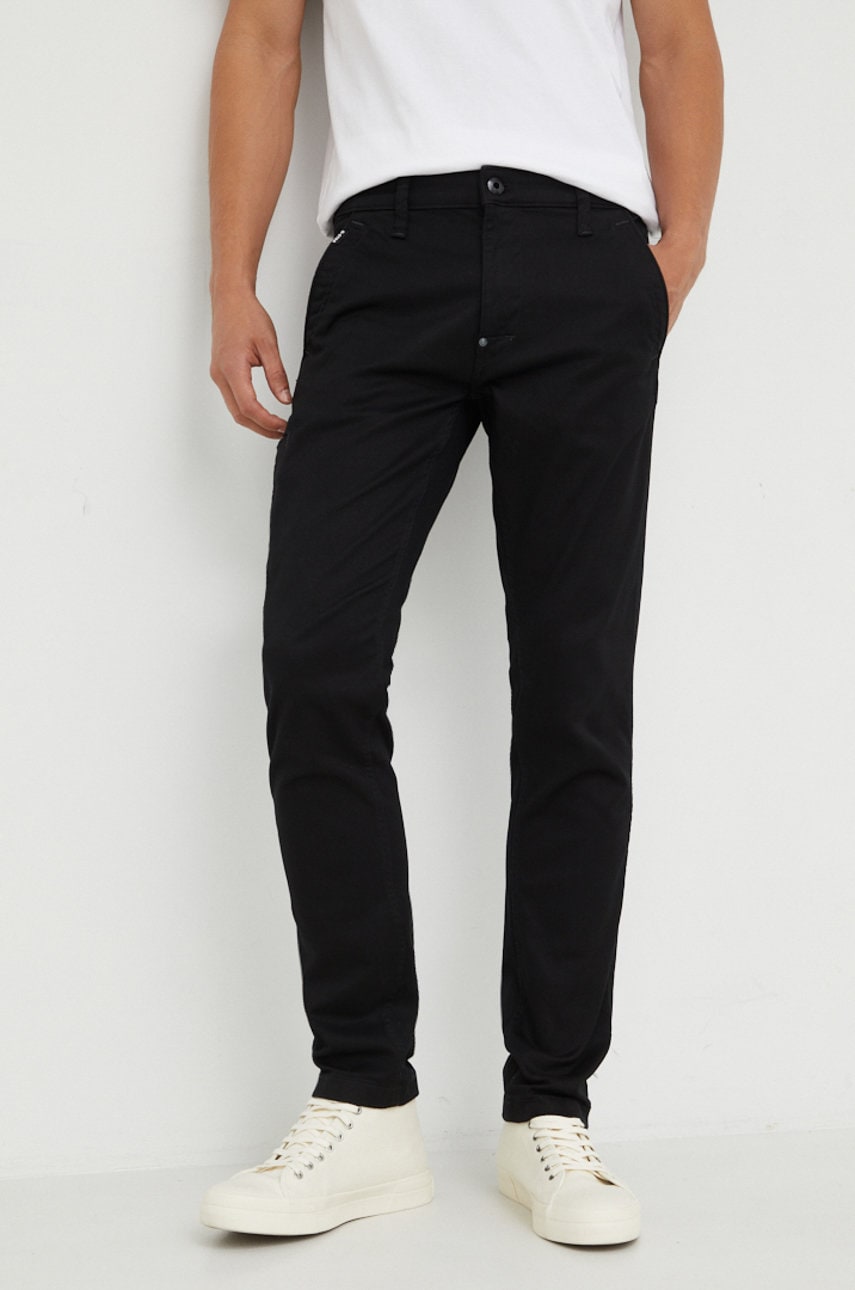 G-star Raw Pantaloni Barbati, Culoarea Negru, Cu Fason Chinos