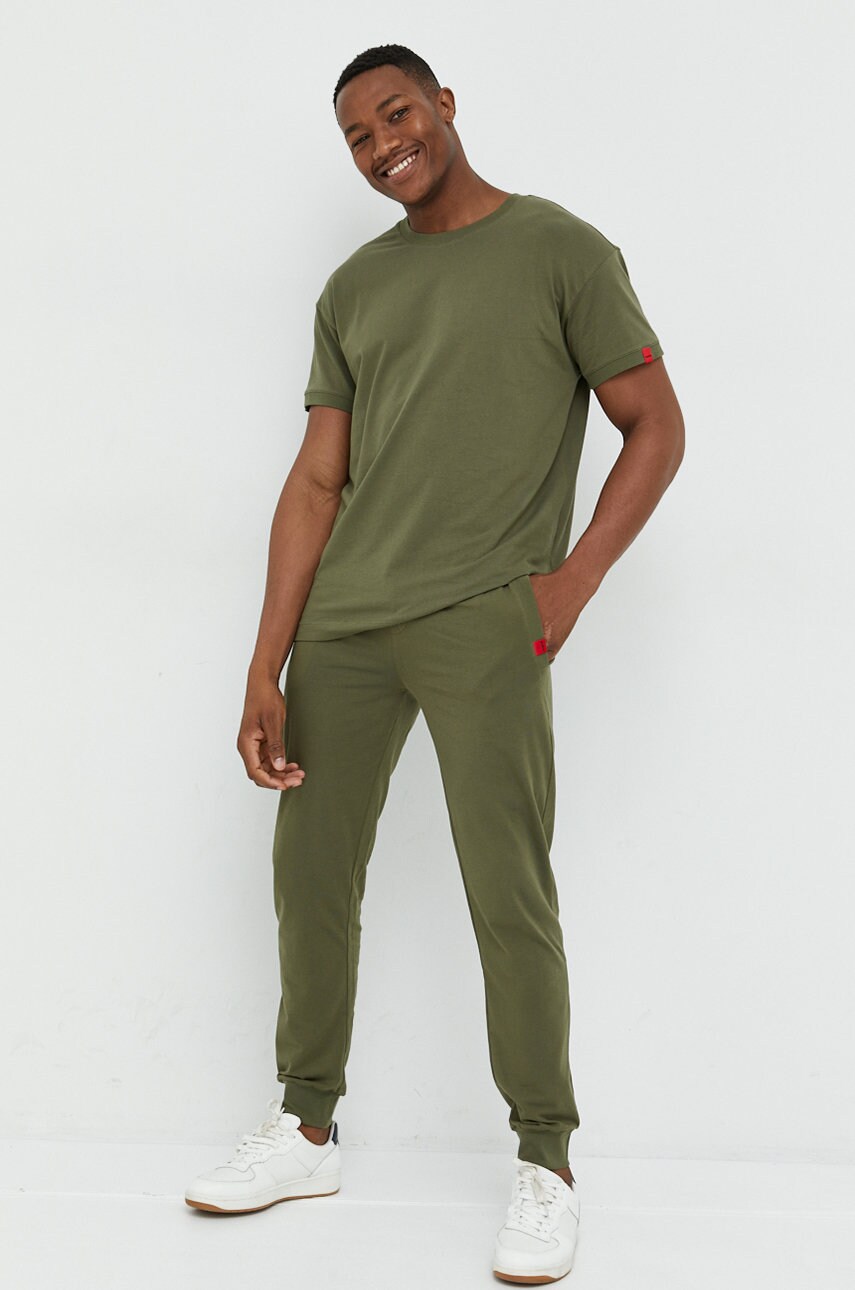 Hugo pantaloni de trening barbati, culoarea verde, neted