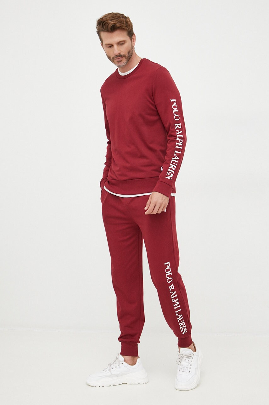 

Спортивные штаны Polo Ralph Lauren мужские цвет бордовый с принтом