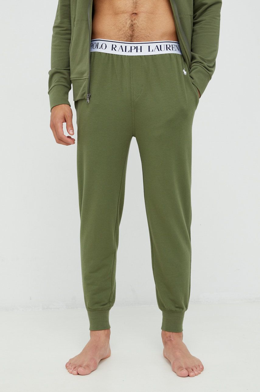 Kalhoty Polo Ralph Lauren pánské, zelená barva, hladké - zelená -  100% Bavlna