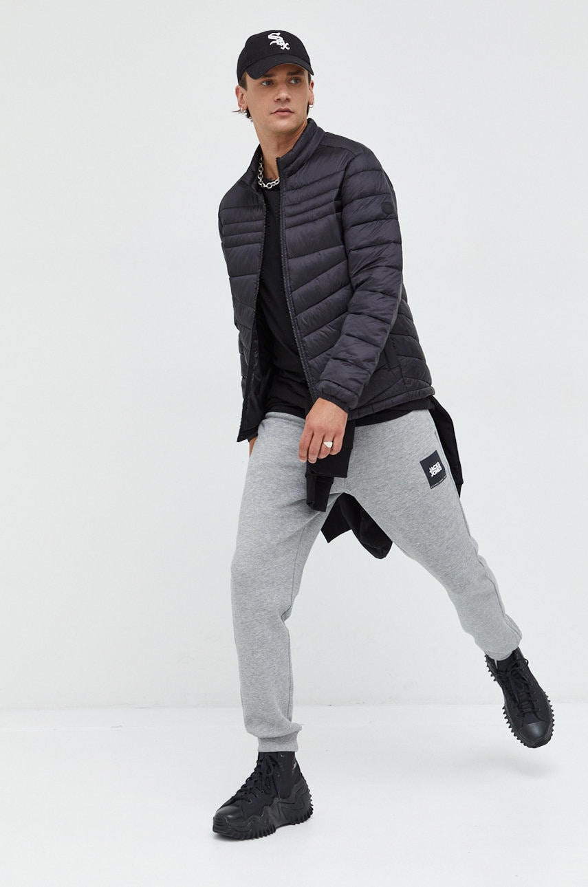 Jack & jones pantaloni de trening jpstgordon barbati, culoarea gri, neted