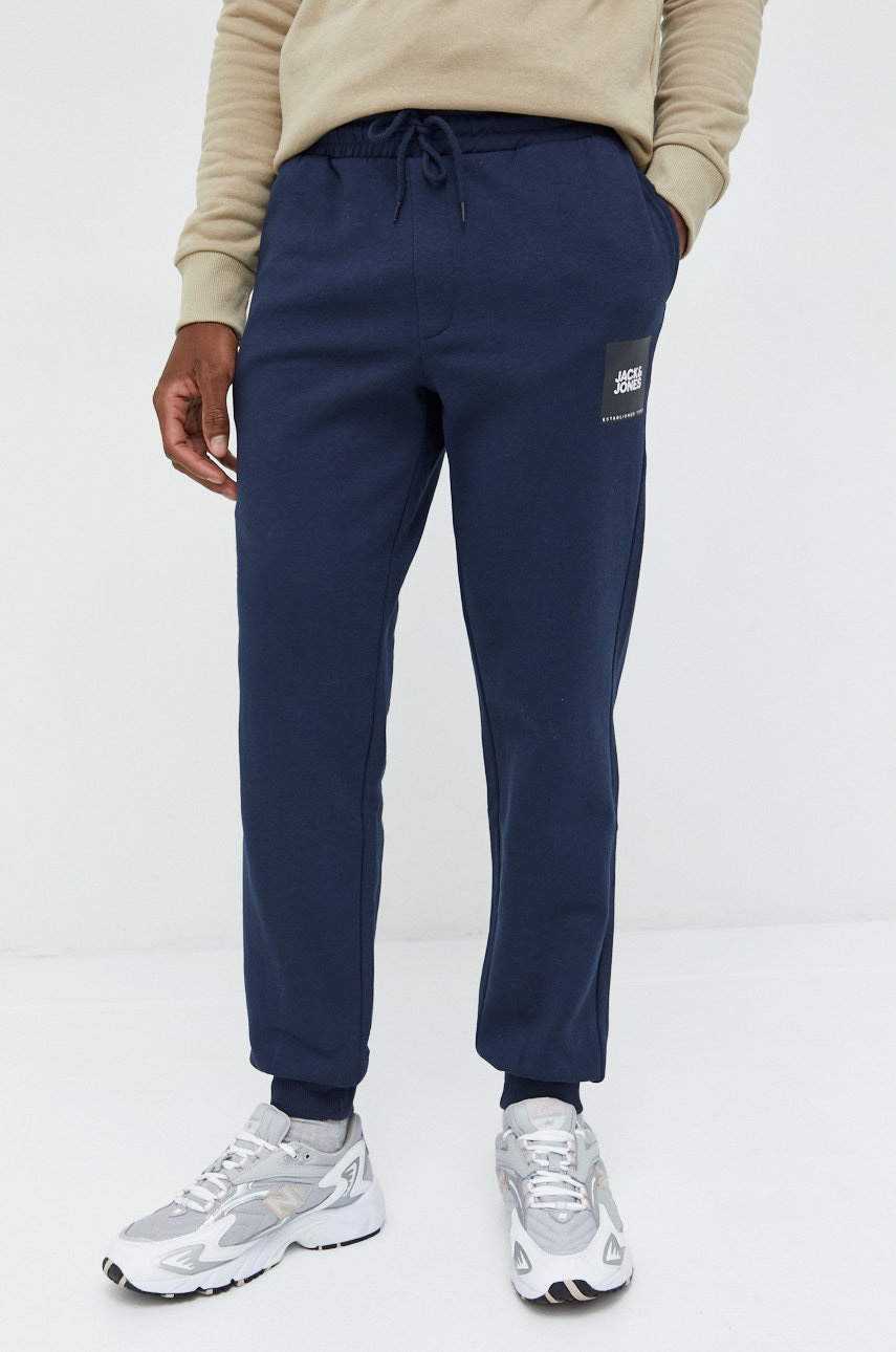 Jack & jones pantaloni de trening jpstgordon barbati, culoarea albastru marin, cu imprimeu