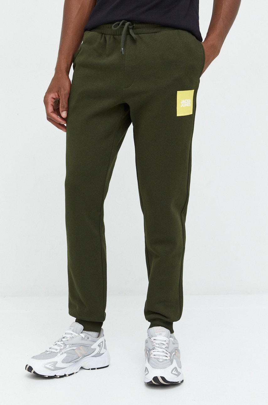 Jack & jones pantaloni de trening jpstgordon barbati, culoarea verde, cu imprimeu
