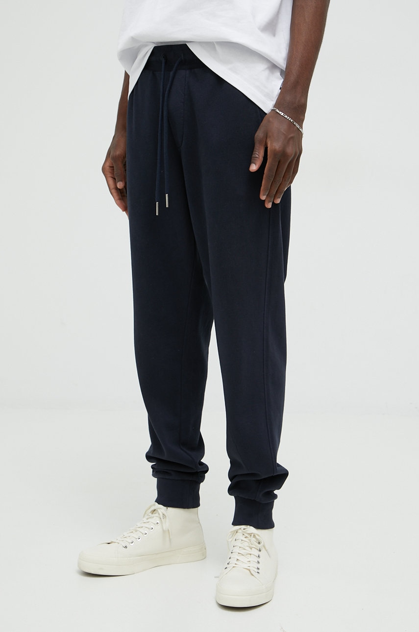 Marc o'polo pantaloni de trening din bumbac barbati, culoarea albastru marin, neted