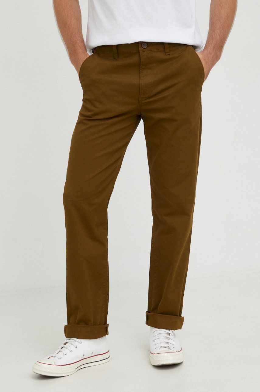 Kalhoty Lee pánské, zelená barva, ve střihu chinos - zelená -  98% Bavlna