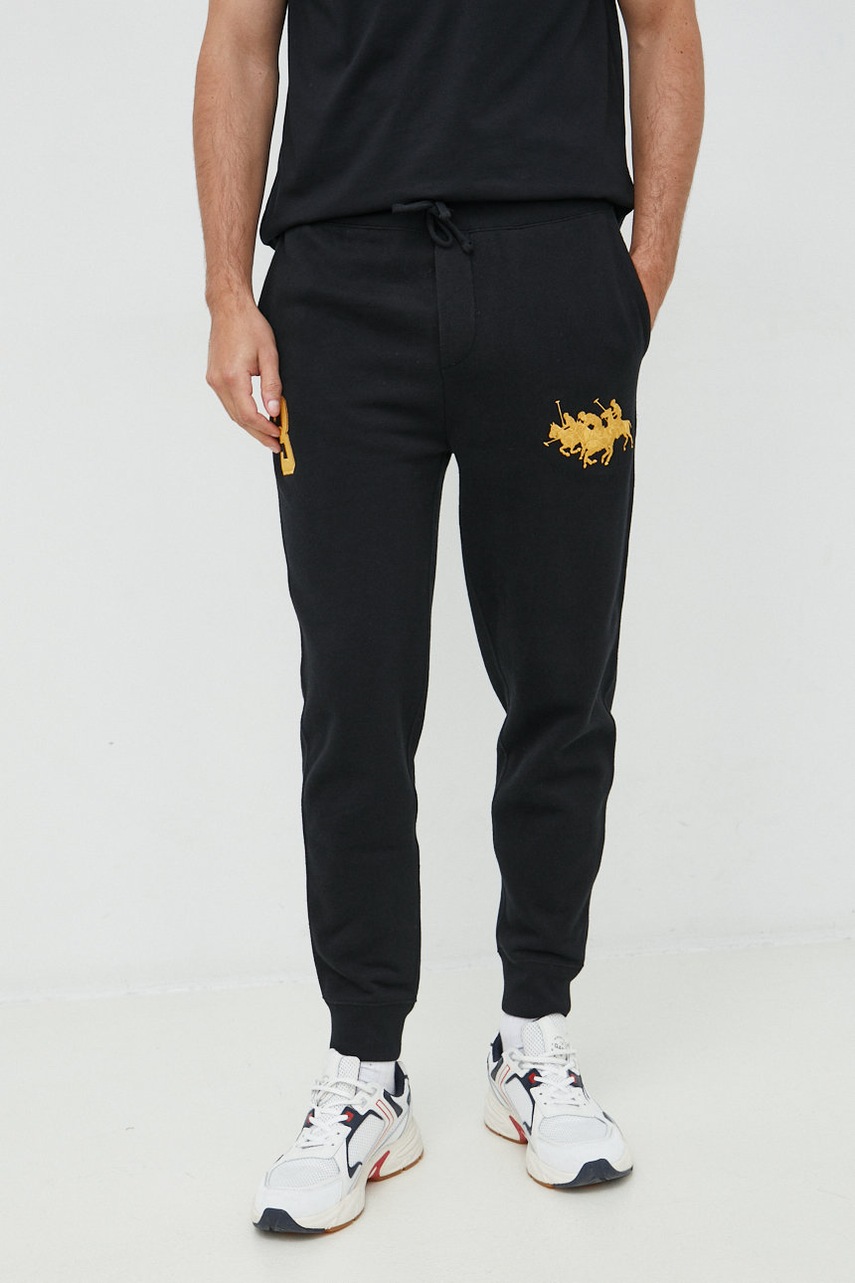 

Спортен панталон Polo Ralph Lauren в черно с апликация, Черен
