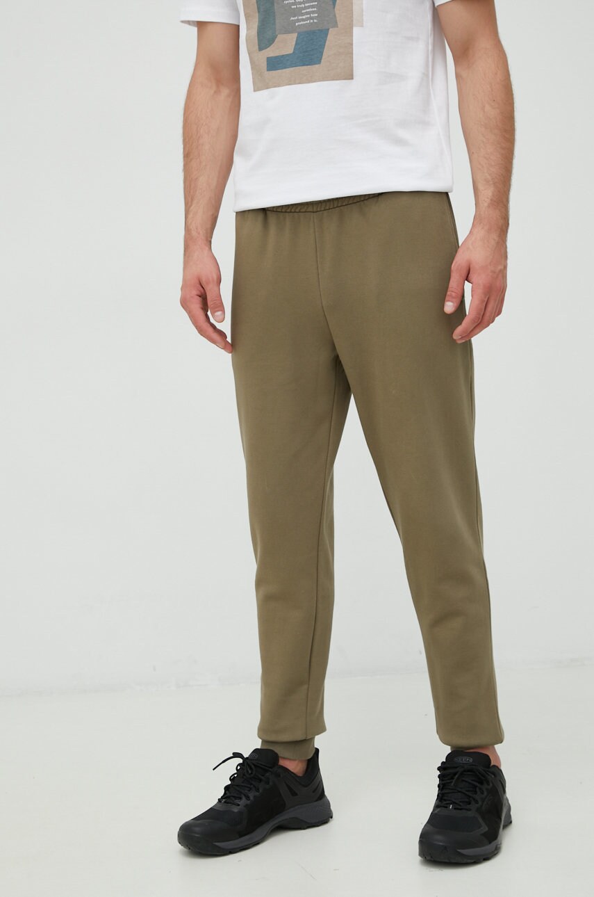 Outhorn pantaloni de trening din bumbac barbati, culoarea verde, neted