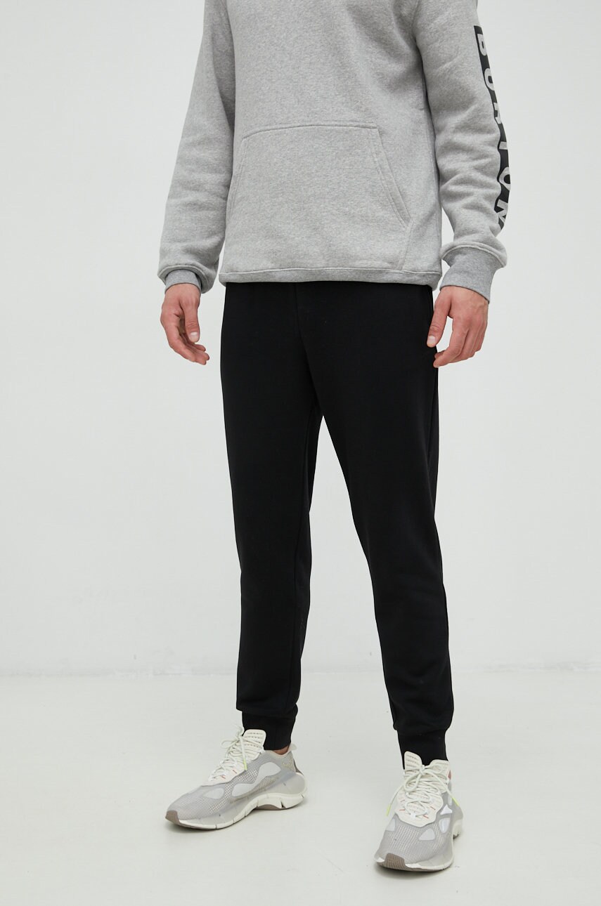 Outhorn pantaloni de trening din bumbac barbati, culoarea negru, neted