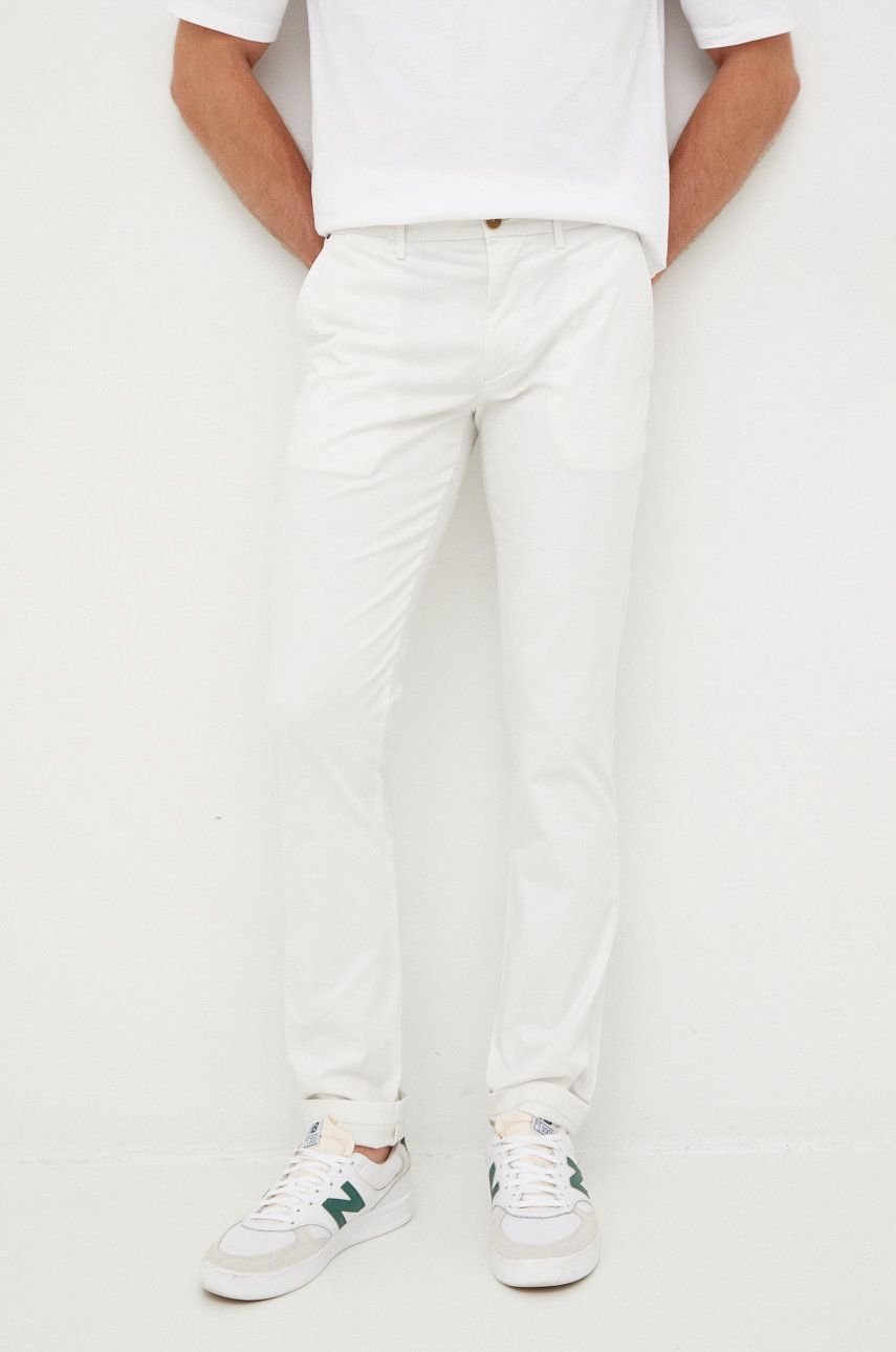 Tommy Hilfiger spodnie męskie kolor biały proste