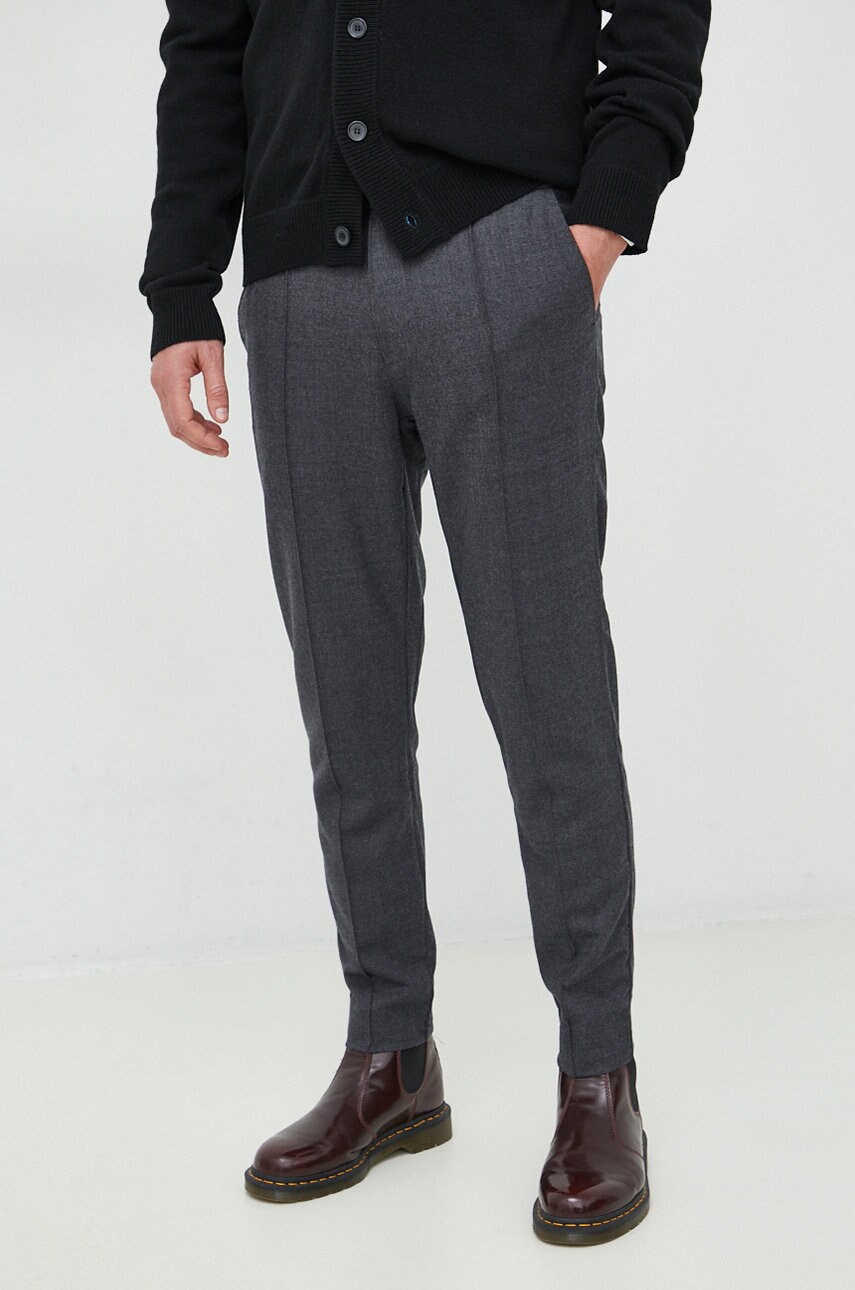 Michael kors pantaloni de lana barbati, culoarea gri, mulata