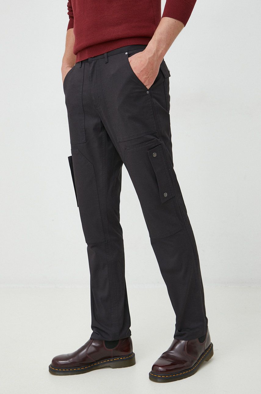 Michael Kors pantaloni barbati, culoarea negru, cu fason cargo