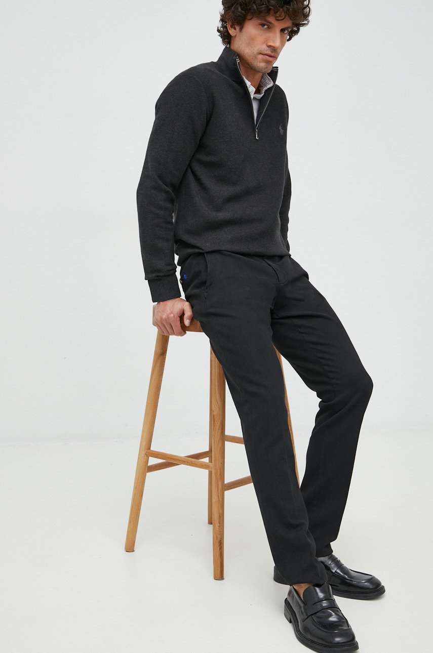 Manuel Ritz pantaloni barbati, culoarea negru, cu fason chinos