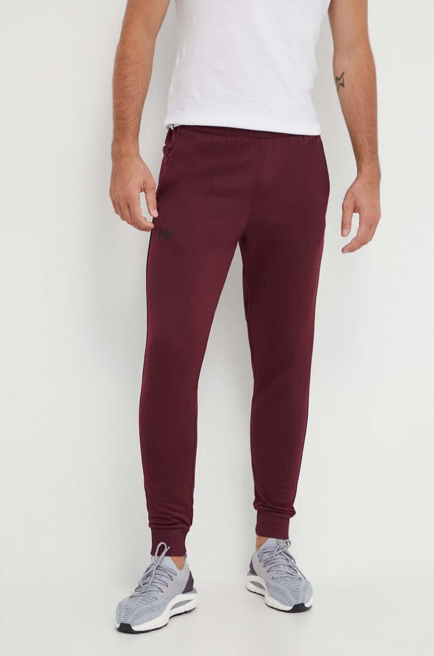 Under Armour pantaloni de trening Armour Fleece barbati, culoarea bordo, neted