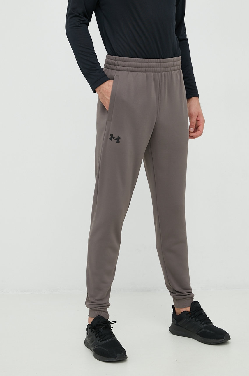 Under Armour pantaloni de trening Armour Fleece barbati, culoarea gri, neted