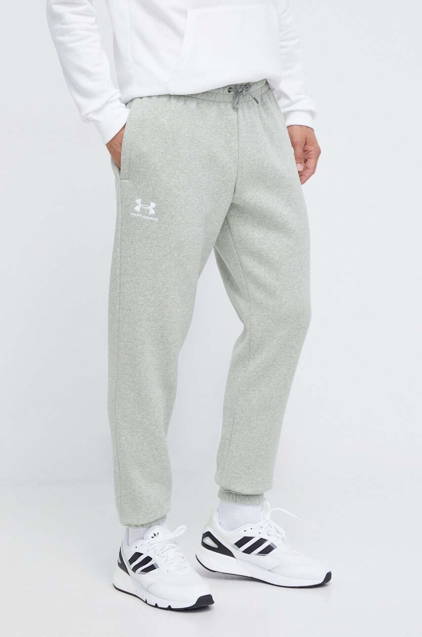 Levně Tepláky Under Armour zelená barva, hladké, 1373882