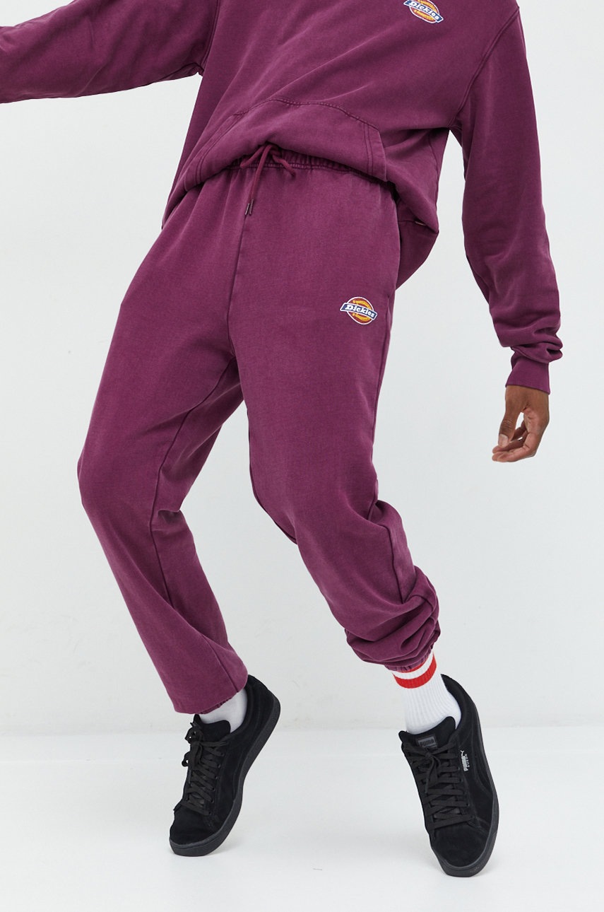 

Хлопковые спортивные штаны Dickies мужские цвет фиолетовый однотонные