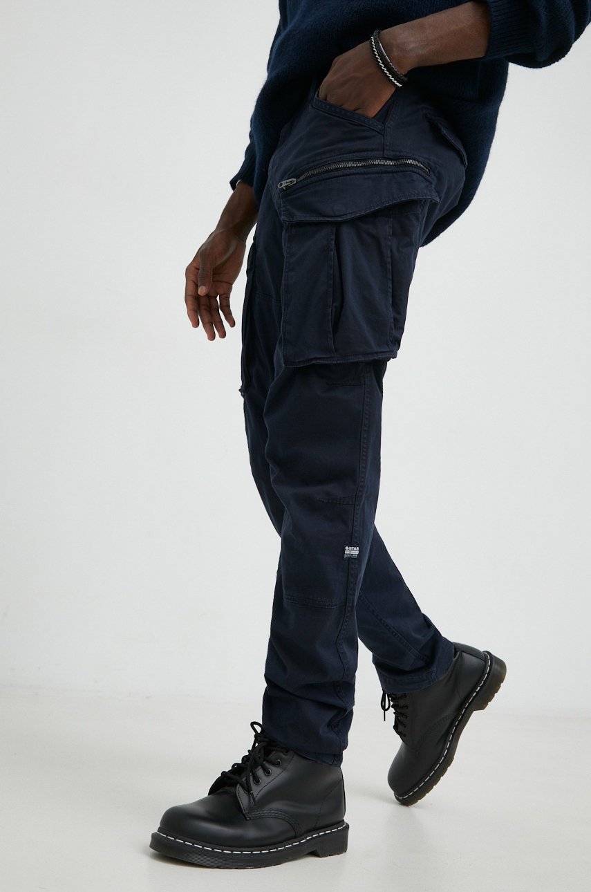 G-star raw pantaloni barbati, culoarea albastru marin, drept