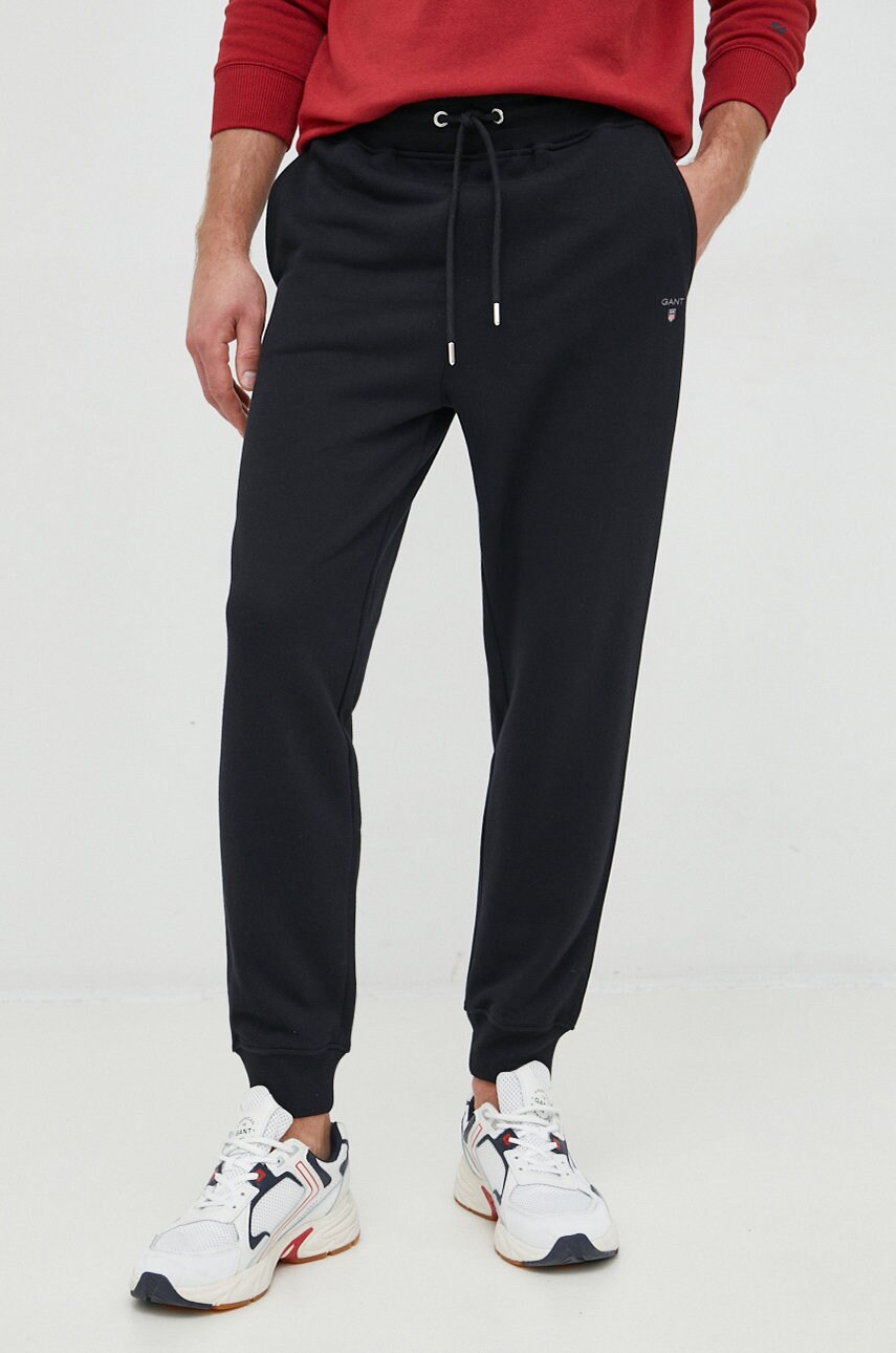 Gant pantaloni de trening barbati, culoarea negru, neted