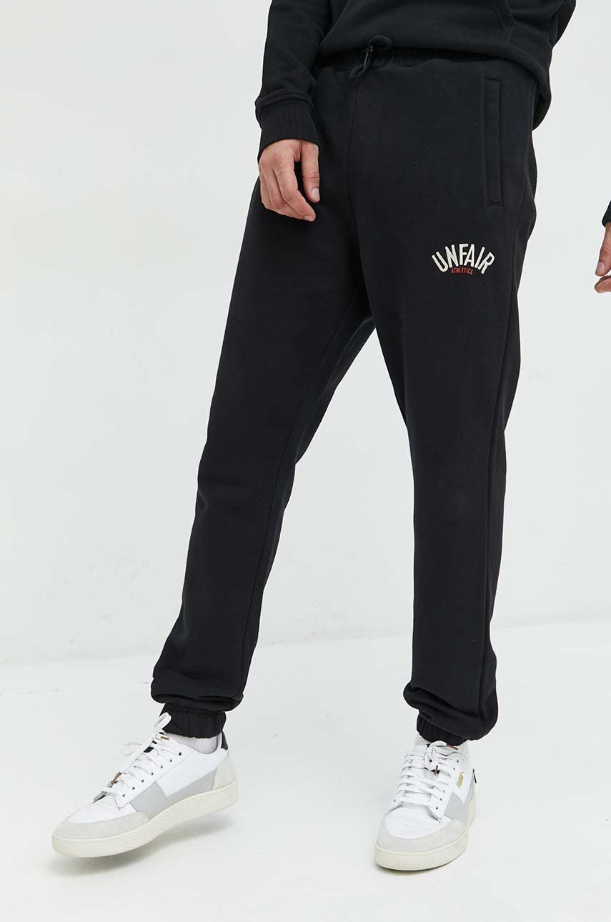 Unfair Athletics pantaloni de trening din bumbac barbati, culoarea negru, cu imprimeu