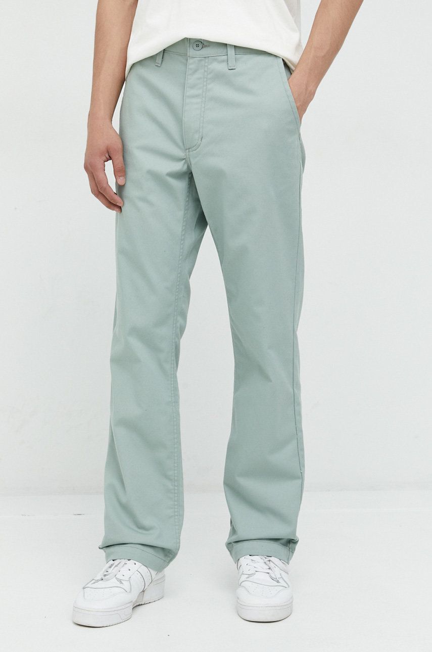 Kalhoty Vans pánské, zelená barva, ve střihu chinos - zelená -  Hlavní materiál: 64% Polyester