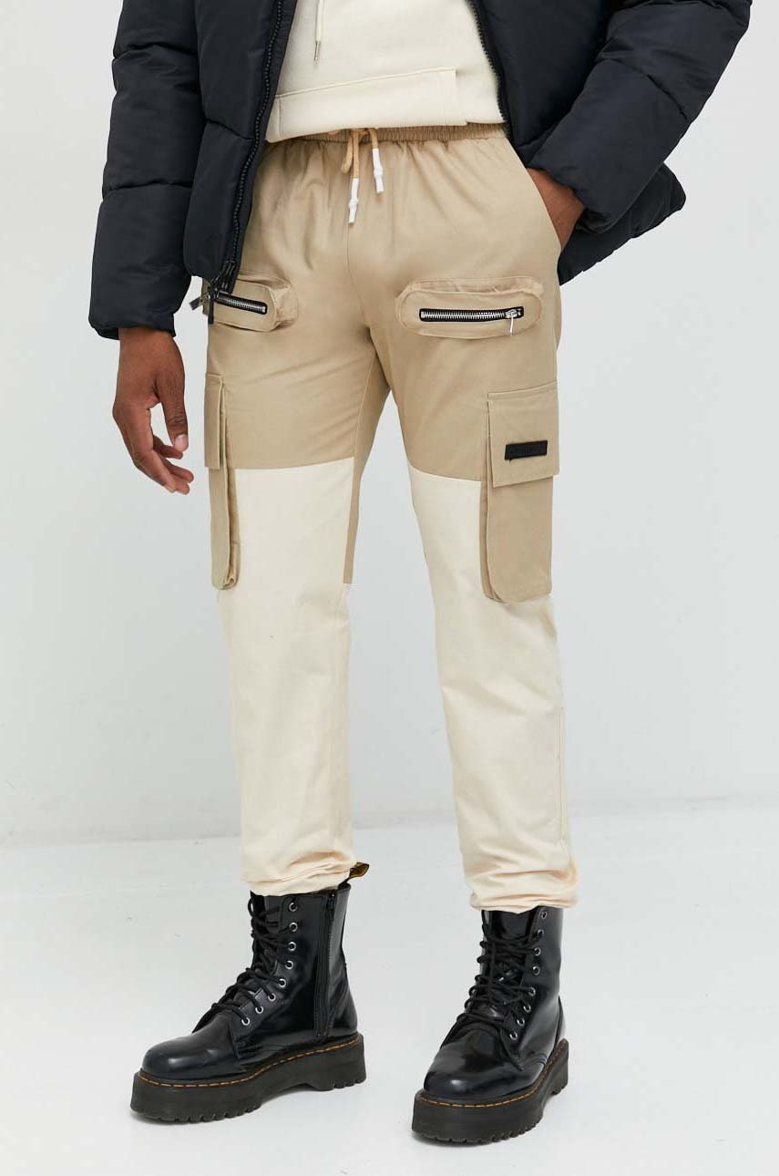 Sixth June pantaloni barbati, culoarea bej, cu fason cargo