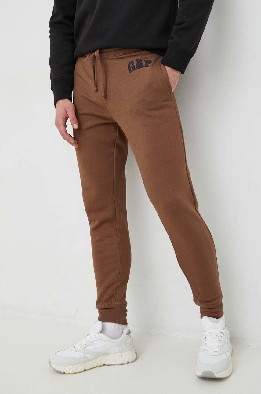 GAP spodnie dresowe męskie kolor brązowy wzorzyste