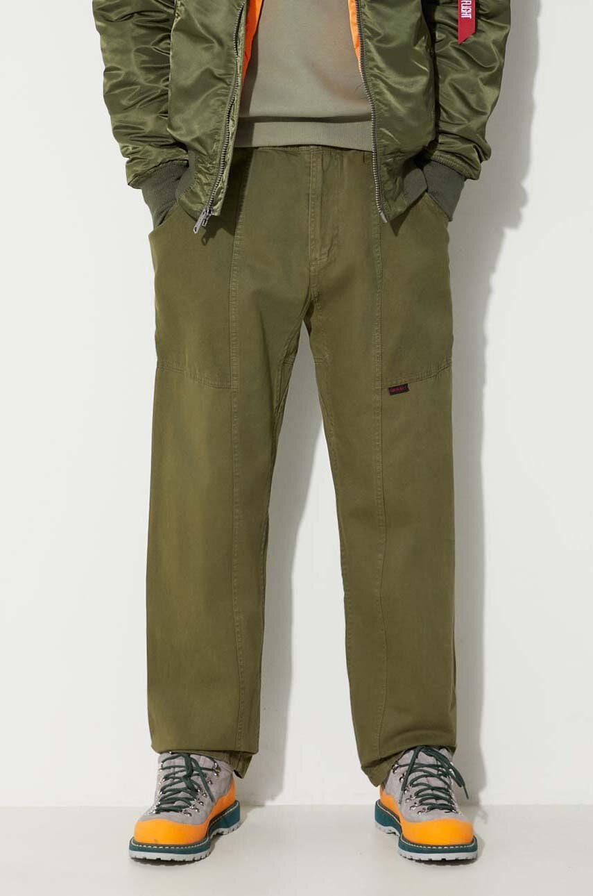 Gramicci pantaloni de bumbac Gadget Pant culoarea verde, drept, G105.OGT