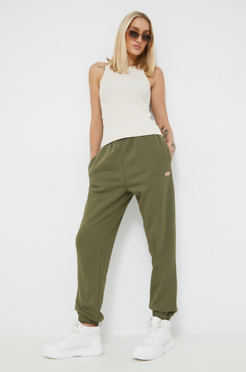 

Спортивні штани Dickies колір зелений однотонні