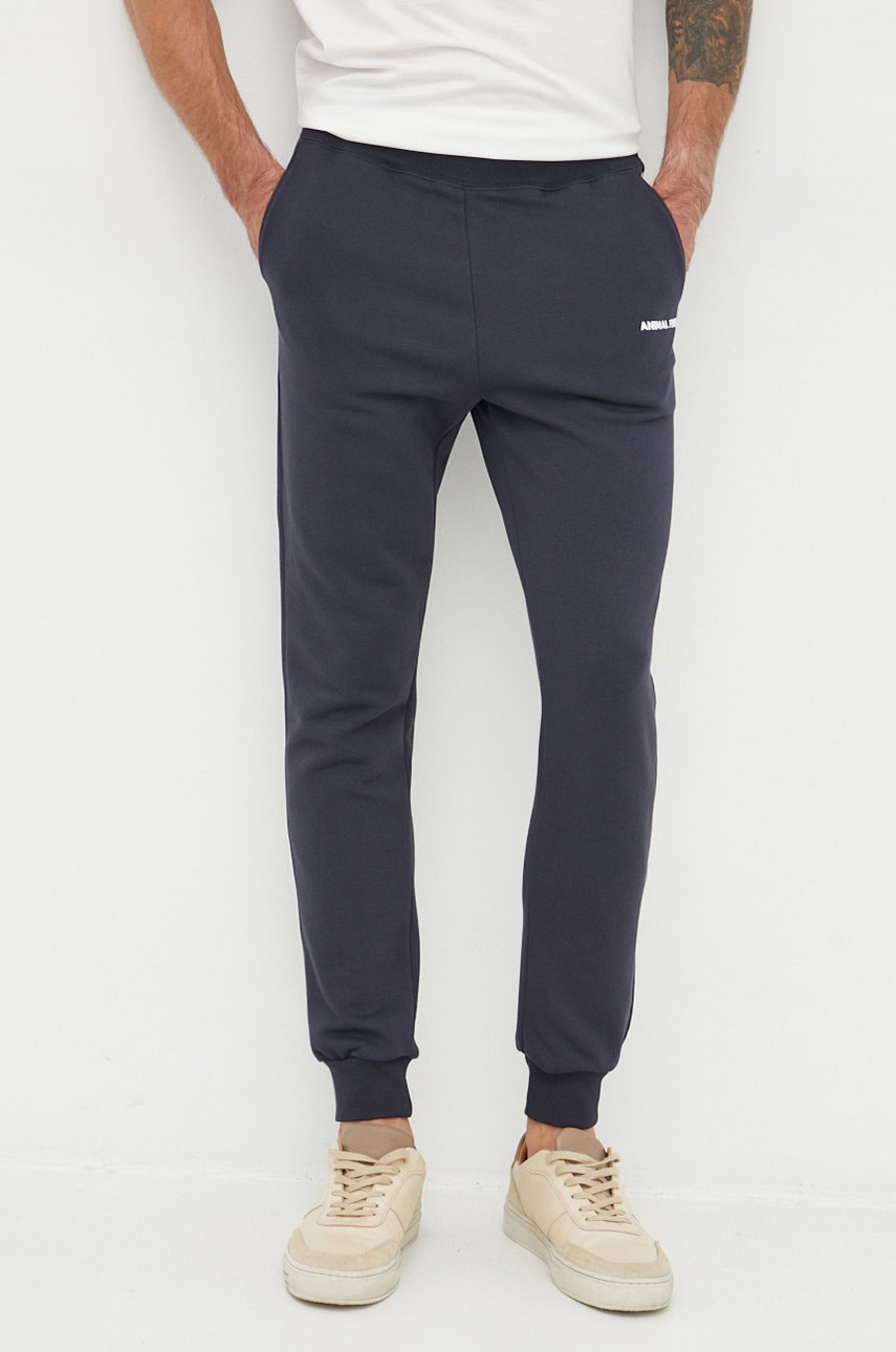 Save the duck pantaloni de trening culoarea albastru marin, neted