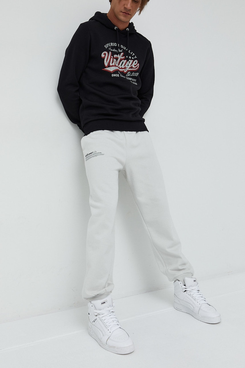 

Хлопковые спортивные штаны Ellesse цвет серый однотонные