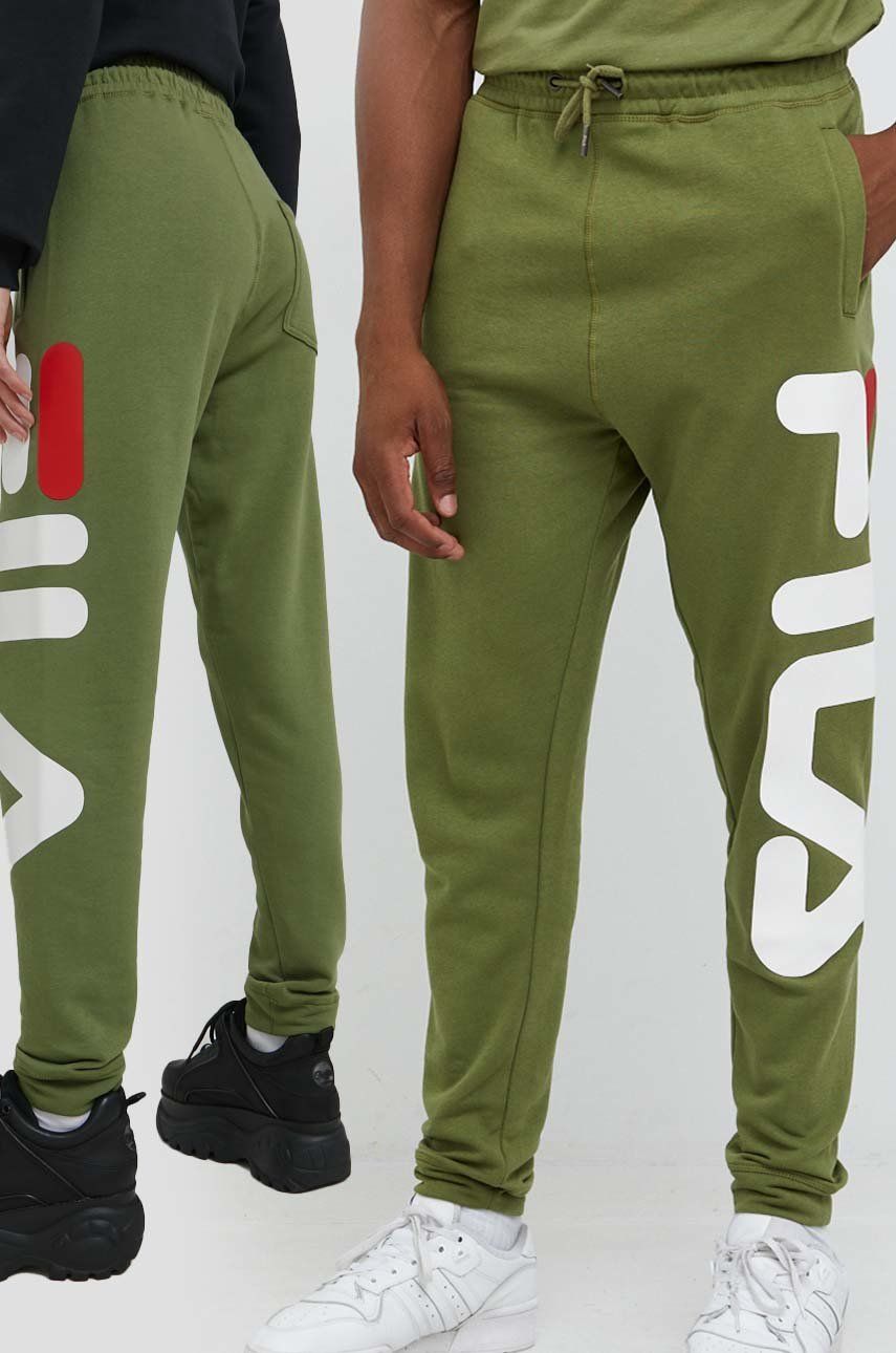 Fila Pantaloni De Trening Culoarea Verde, Cu Imprimeu