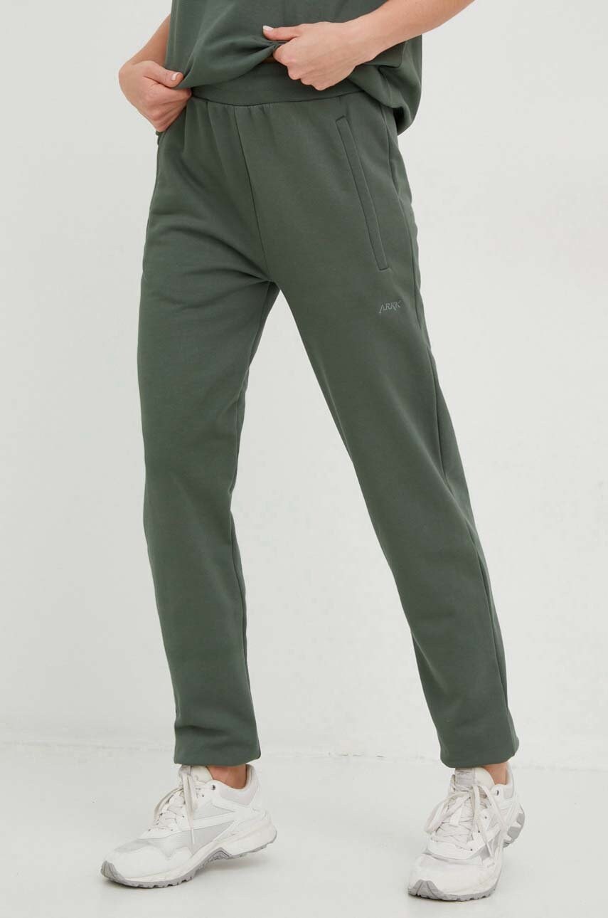

Хлопковые спортивные штаны Arkk Copenhagen unisex цвет зелёный однотонные
