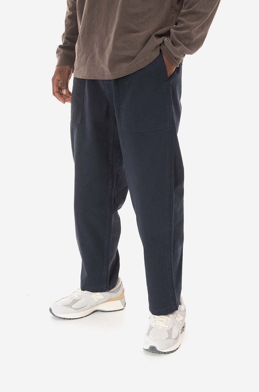 Gramicci pantaloni de bumbac Loose Tapered Pant culoarea bleumarin, lat, medium waist G103.OGT-cream