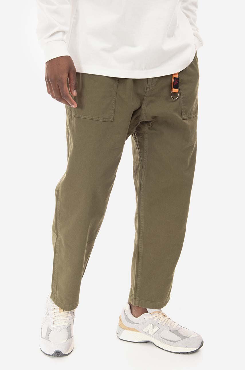 Gramicci pantaloni de bumbac Loose Tapered Pant culoarea verde, lat, medium waist