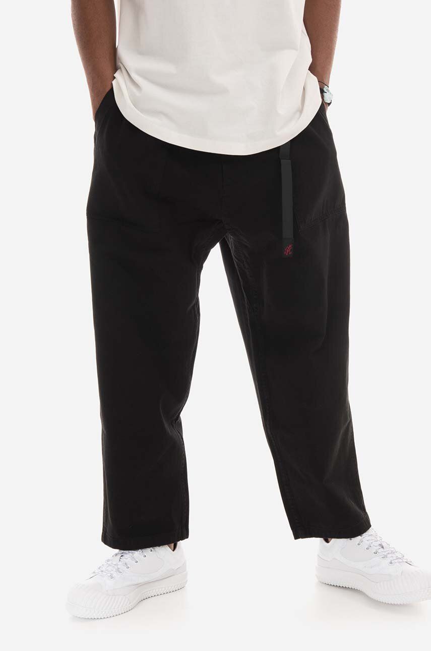 Gramicci pantaloni de bumbac Loose Tapered Pant culoarea negru, lat, medium waist