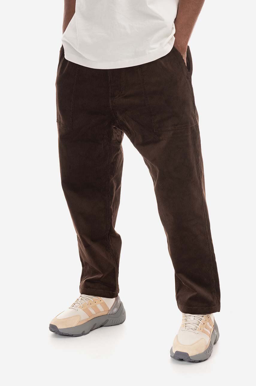 Gramicci pantaloni de catifea cord Corduroy Loose Tapered Pants culoarea maro, lat, medium waist G2FU.P006-navy
