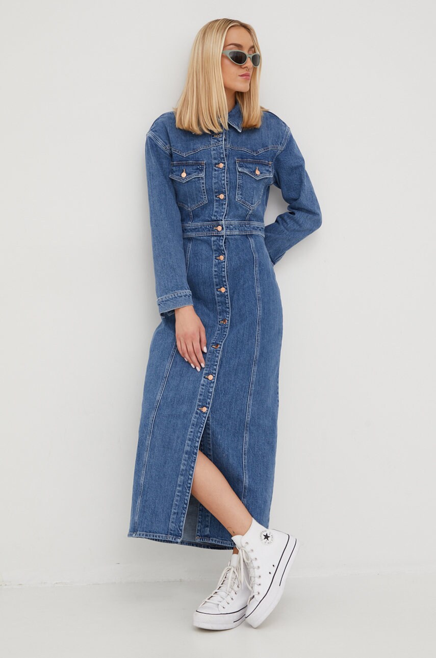 Only rochie jeans maxi, drept