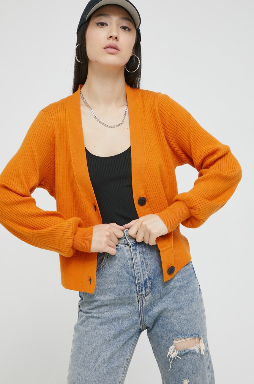 Noisy may cardigan femei, culoarea portocaliu, light