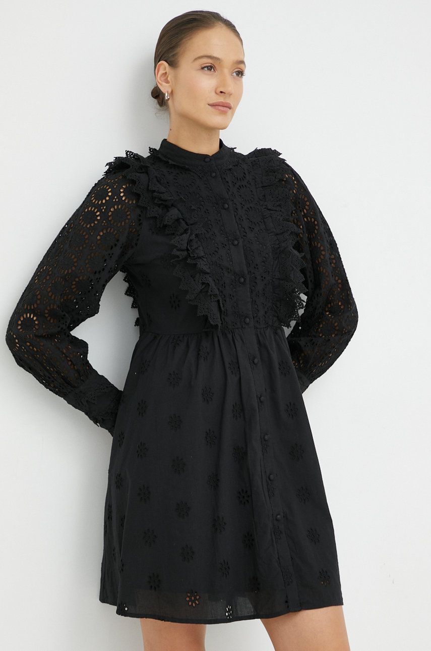 Y.A.S rochie din bumbac culoarea negru, mini, evazati