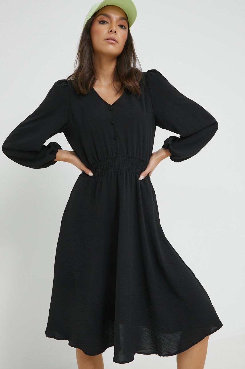 Only rochie culoarea negru, midi, evazati