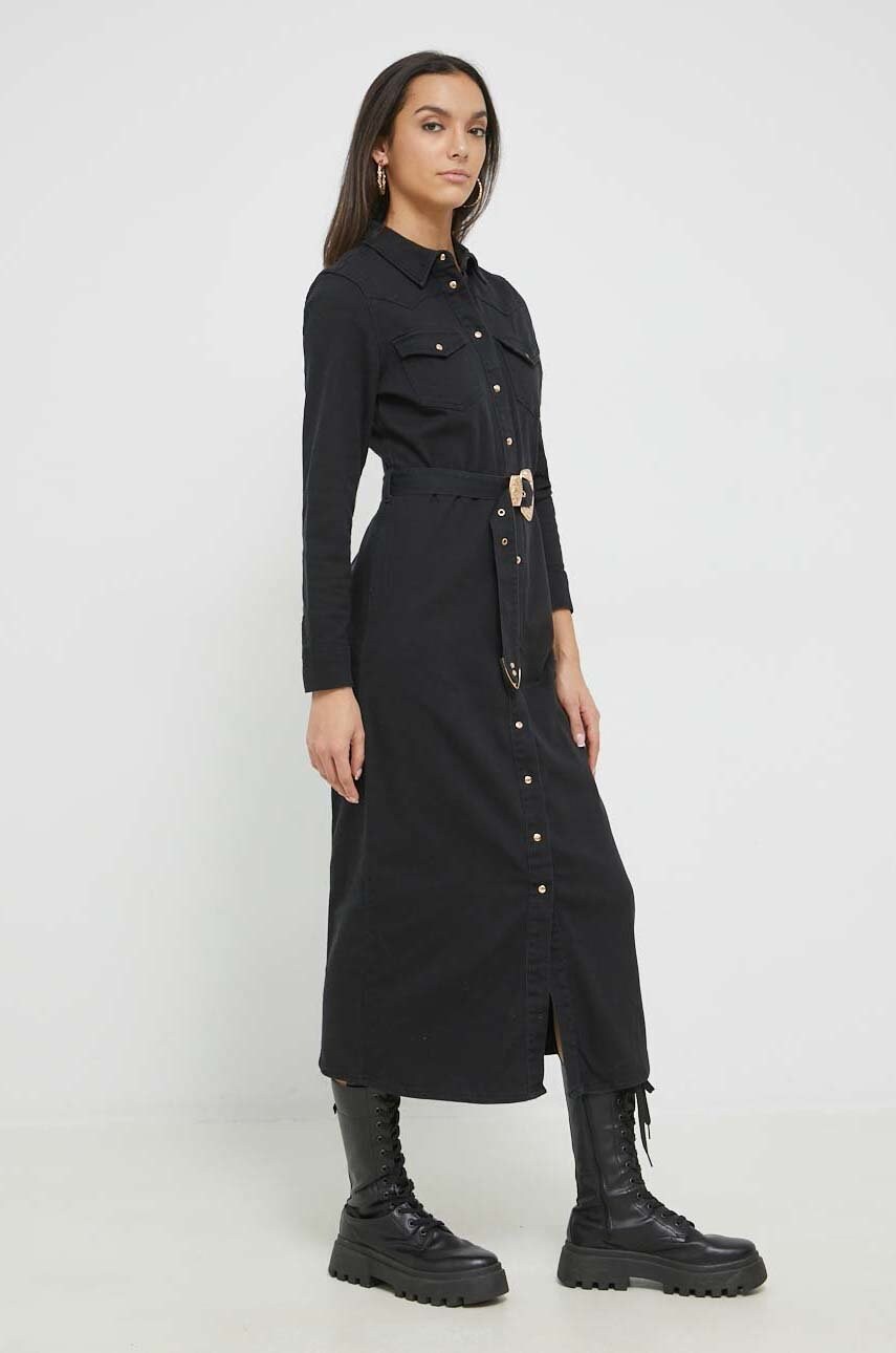 Only rochie jeans culoarea negru, maxi, drept