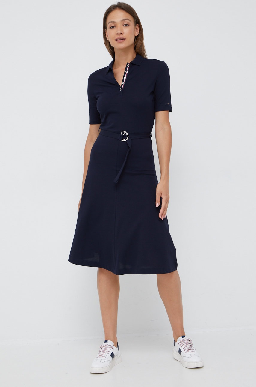 

Платье Tommy Hilfiger цвет синий midi расклешённая