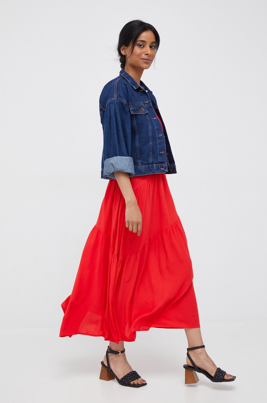 

Сукня Dkny колір червоний maxi розкльошена