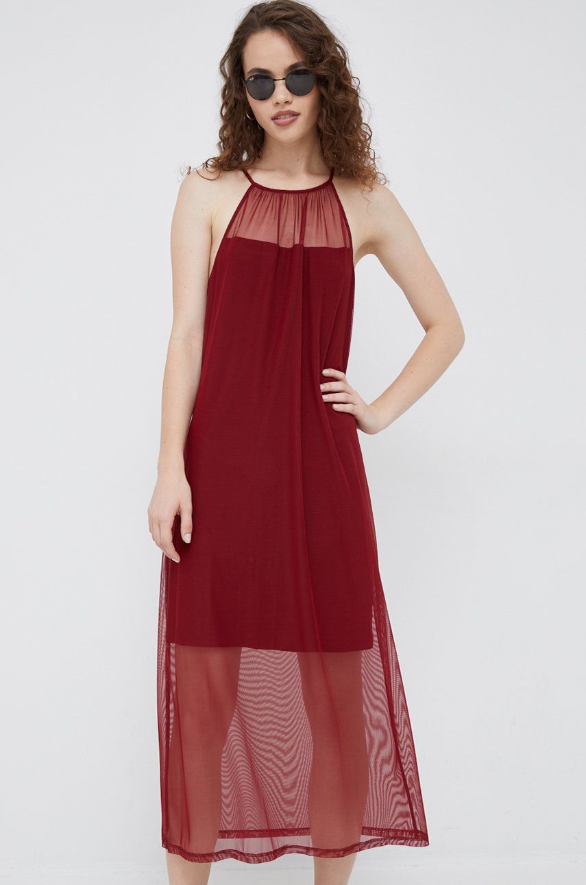 Dkny rochie culoarea bordo, maxi, drept