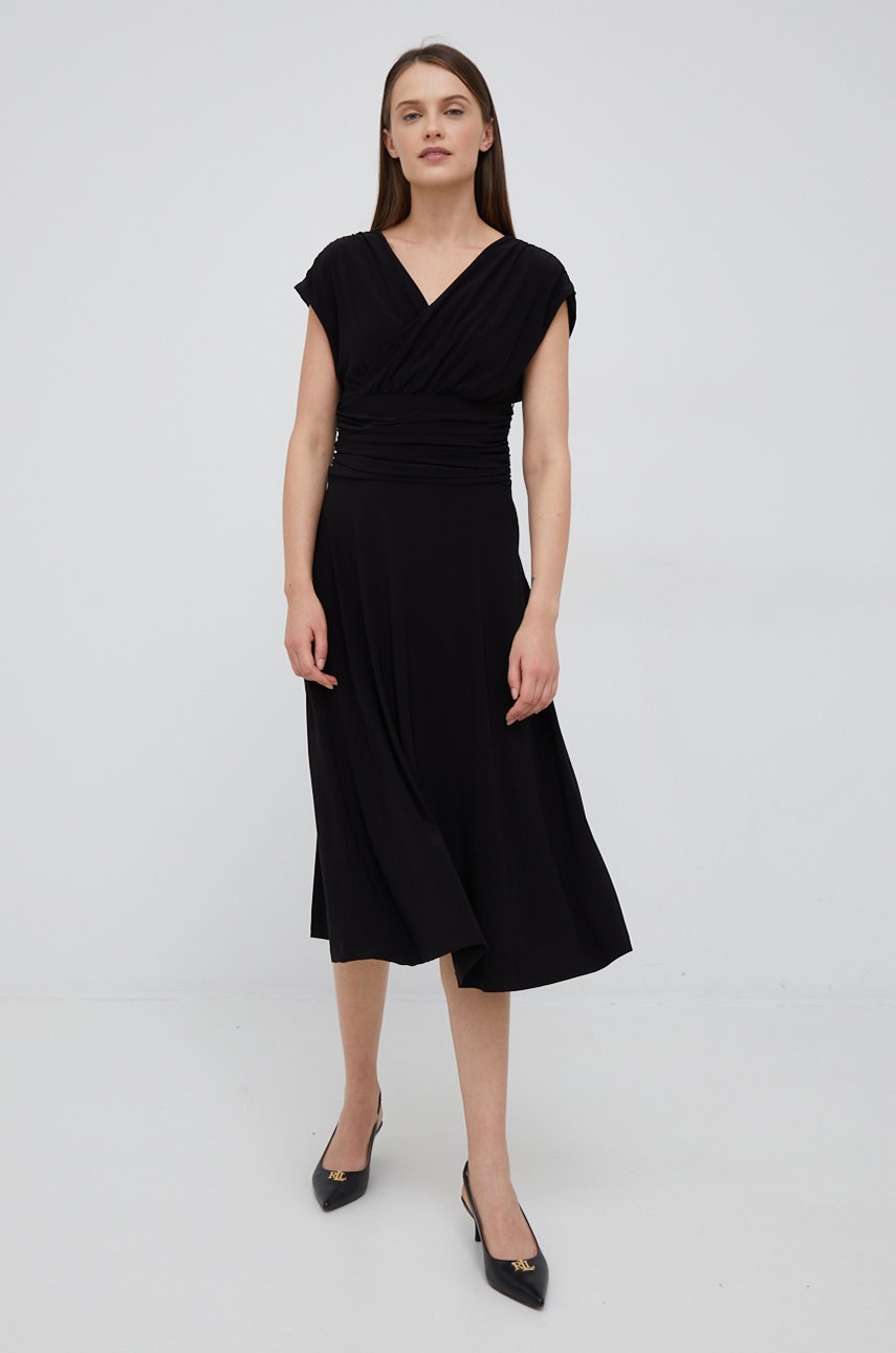 

Платье Dkny цвет чёрный midi расклешённая