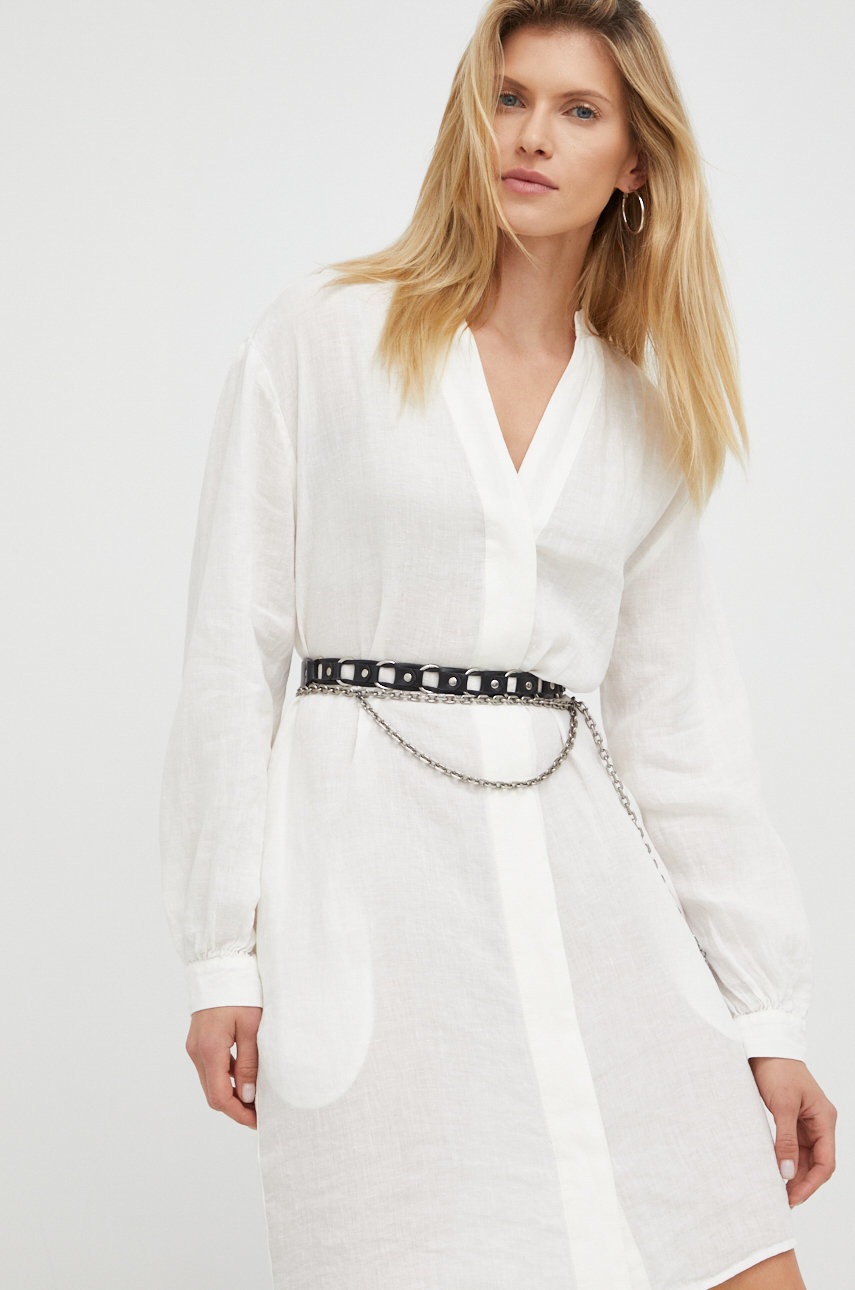 

Льняное платье Marc O'Polo цвет белый mini oversize
